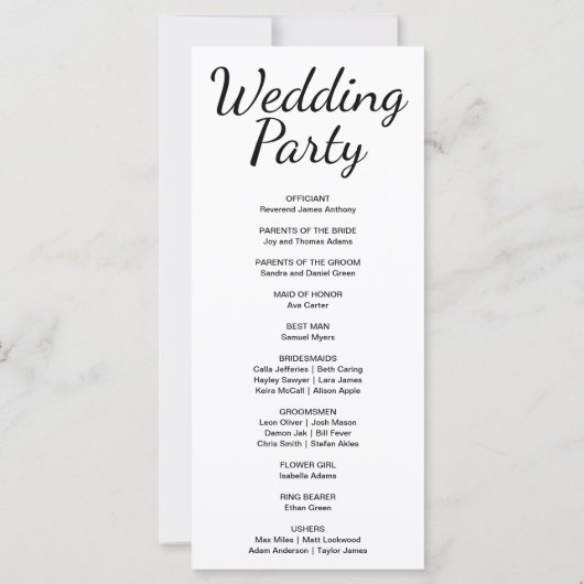 青と紫の三日月結婚式 プログラム (裏面)