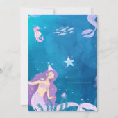 青と紫の人魚の誕生日パーティーの招待 招待状 (裏面)