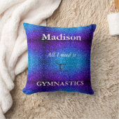 青と紫の体操装飾用クッションのパーソナライズ クッション (ブランケット)