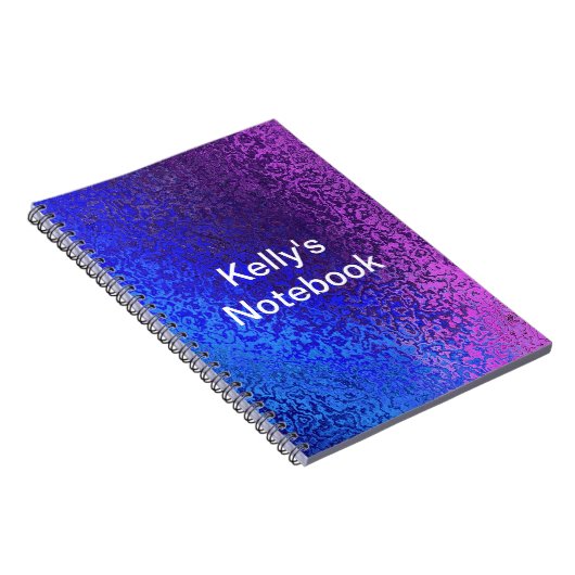 青と紫の光沢のある色合いの名前の追加 ノートブック (右側)