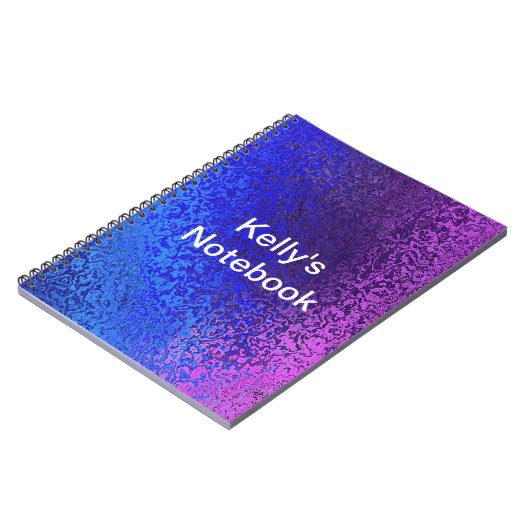 青と紫の光沢のある色合いの名前の追加 ノートブック (左側)