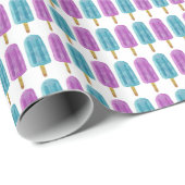 青と紫の凍ってい氷のポップ・アートの夏のパターン ラッピングペーパー (ロールコーナー)