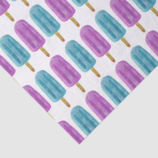 青と紫の凍ってい氷のポップ・アートの夏のパターン 薄葉紙 (詳細)