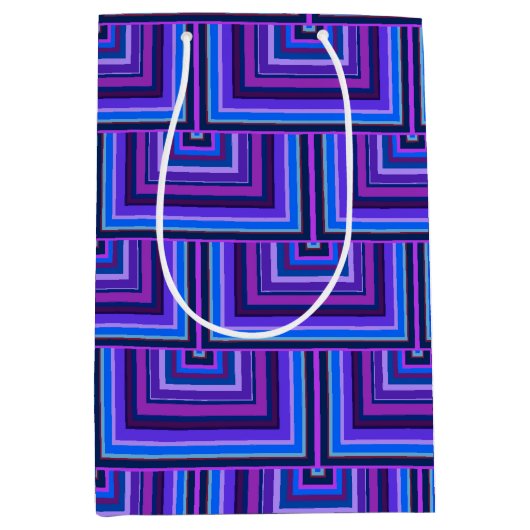 青と紫の四角はかりで測 ミディアムペーパーバッグ (正面)