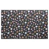 青と紫の夏のヒトデと貝殻 ファブリック (ヤード)