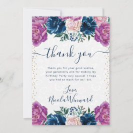 青と紫の夏の花誕生日 サンキューカード