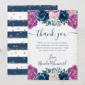 青と紫の夏の花Sweet 16 サンキューカード (正面/裏面)