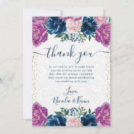 青と紫の夏結婚の花 サンキューカード