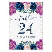 青と紫の夏結婚の花 テーブルナンバー (裏面)