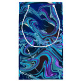 青と紫の大理石の虹色の渦巻き スモールペーパーバッグ (裏面)