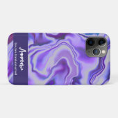青と紫の大理石エレガントの抽象芸術パーソナライズされた Case-Mate iPhoneケース (裏面(横))