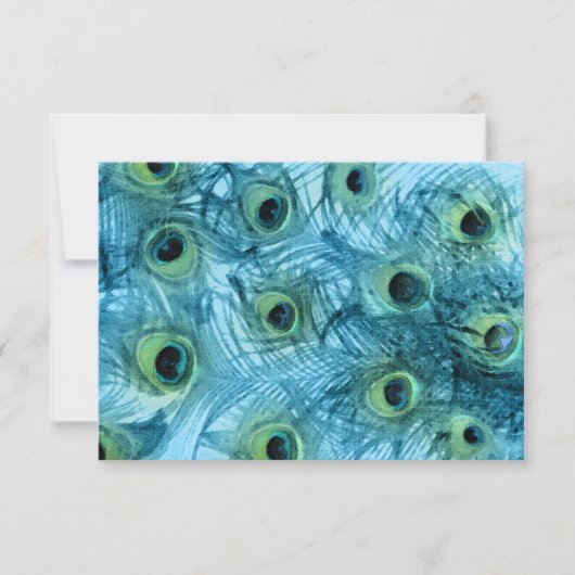 青と紫の孔雀の応答カード 出欠カード (正面)