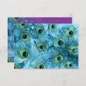 青と紫の孔雀の応答カード 出欠カード (正面/裏面)