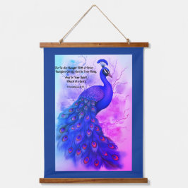 青と紫の孔雀 吊り下げ型タペストリー