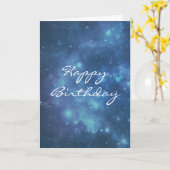 青と紫の宇宙宇宙ハッピーバースデー カード (黄色い花)