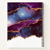 青と紫の宇宙&星と金ゴールドリボンノート ノートブック (裏面)