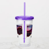 青と紫の宇宙&星と金ゴールドリボン アクリルタンブラー (右)