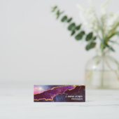 青と紫の宇宙&星と金ゴールドリボン スキニー名刺 (スタンド正面)