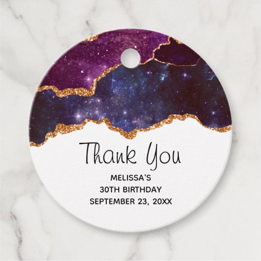 青と紫の宇宙&星と金ゴールドリボン フェイバータグ (正面)