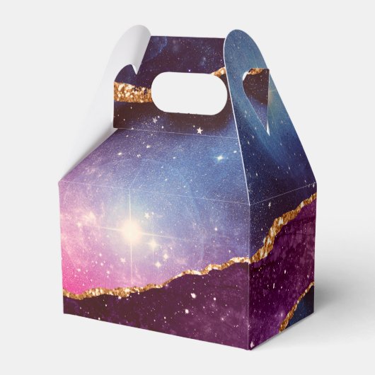 青と紫の宇宙&星と金ゴールドリボン フェイバーボックス (裏面サイド)