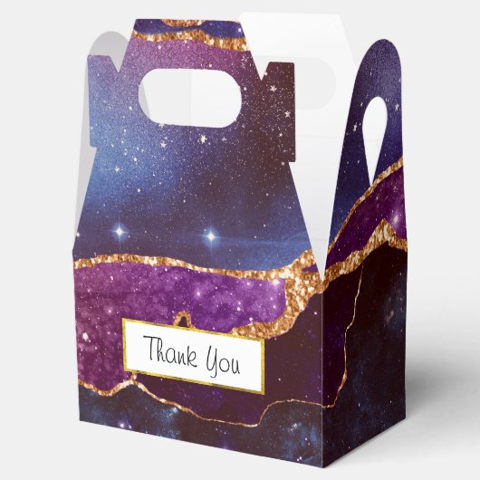 青と紫の宇宙&星と金ゴールドリボン フェイバーボックス (オープン)