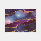 青と紫の宇宙&星と金ゴールドリボン フリースブランケット (正面(横))