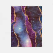 青と紫の宇宙&星と金ゴールドリボン フリースブランケット (正面)