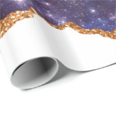 青と紫の宇宙&星と金ゴールドリボン ラッピングペーパー (ロールコーナー)