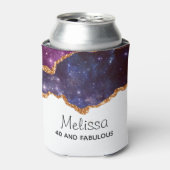 青と紫の宇宙&星と金ゴールドリボン 缶クーラー (缶正面)