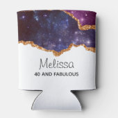 青と紫の宇宙&星と金ゴールドリボン 缶クーラー (裏面)