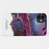 青と紫の宇宙&星と金ゴールドリボン Case-Mate iPhoneケース (裏面(横))