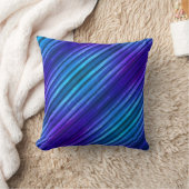 青と紫の対角線ストライプの クッション (ブランケット)