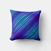 青と紫の対角線ストライプの クッション (正面)