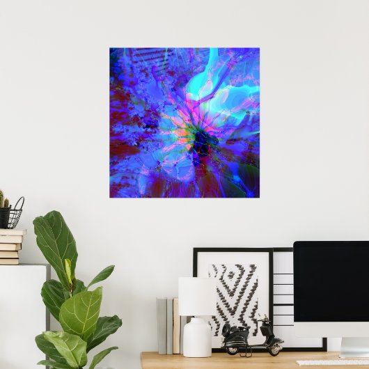 青と紫の抽象デザイン ポスター (ホームオフィス)