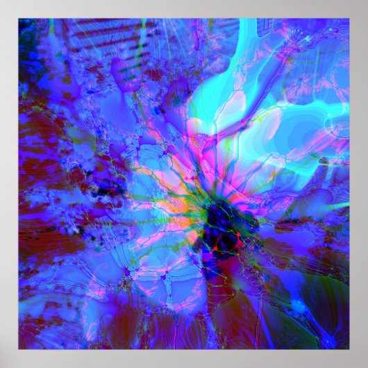 青と紫の抽象デザイン ポスター (正面)