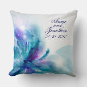 青と紫の抽象芸術の結婚花の枕 クッション (正面)