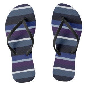 青と紫の抽象芸術ストライプ ビーチサンダル