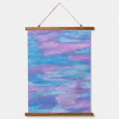 青と紫の旋回抽象芸術 吊り下げ型タペストリー (正面)