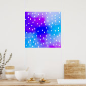 青と紫の曇り空の雨。 ポスター (キッチン)