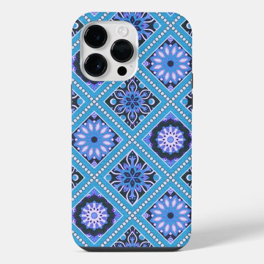 青と紫の曼荼羅模様 iPhoneケース (裏面)