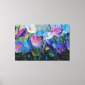 青と紫の朝顔の絵画 アブストラクト キャンバスプリント (正面)