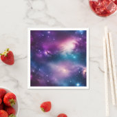 青と紫の水カラー銀河系 スタンダードカクテルナプキン (インサイチュ)