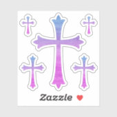 青と紫の水彩のテクスチャで交差 シール (シート)