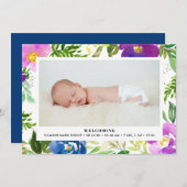 青と紫の水彩フローラの生成 案内状 (正面/裏面)