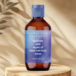 青と紫の水彩化粧品ボトルラベル ラベル