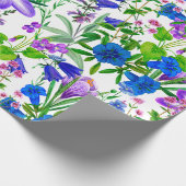 青と紫の水彩園花 ラッピングペーパー (角)