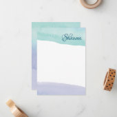 青と紫の水彩洗浄ノートカード ノートカード (正面/裏面インサイチュ)