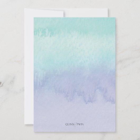 青と紫の水彩洗浄ブライダルシャワー 招待状 (裏面)