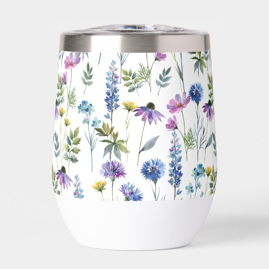 青と紫の水彩画の野の花 (正面)
