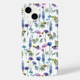 青と紫の水彩画の野の花 Case-Mate iPhone 14ケース